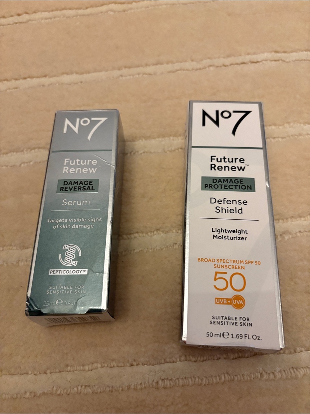 No 7 serum and SPF 50 bundle
